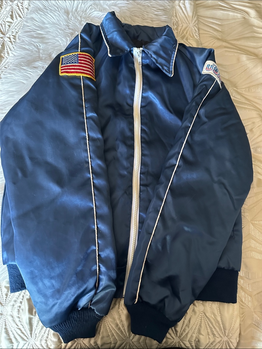 Men's Navy Blue Zip-Front Bomber Jacket